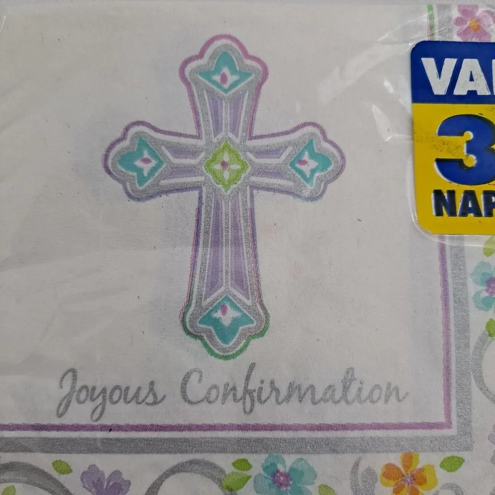 Easter Napkins Joyous Confirmation Cross Paper Napkins 36 Counts